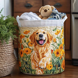 Quilted laundry basket with cheerful puppies NCU0NNT1343