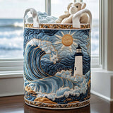 Quilted laundry basket with lighthouse by the sea NCU0NNT1243
