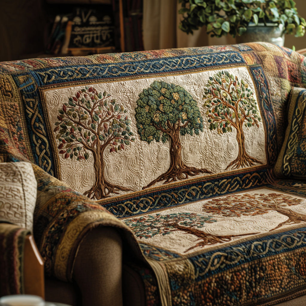 Quilted Sofa Cover Tree of Life – for Living Room