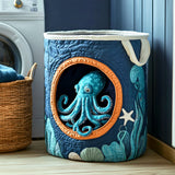 Quilted laundry basket with marine motif NCU0QN043