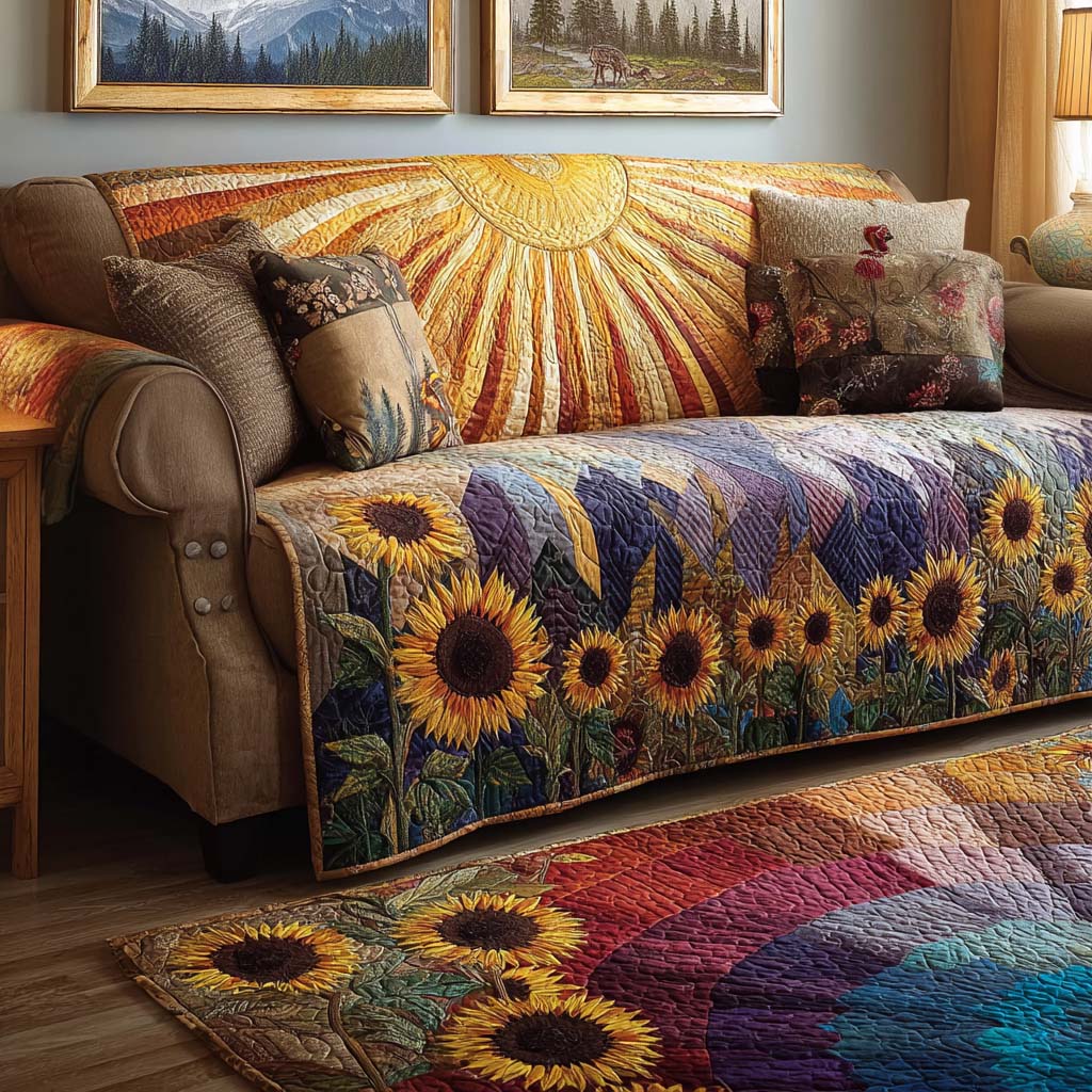 Quilted sofa cover with solar pattern NCU0VT337