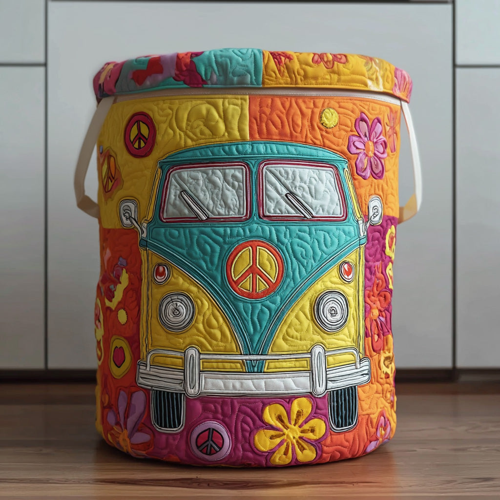 Quilted laundry basket in colourful hippie style NCU0QN026