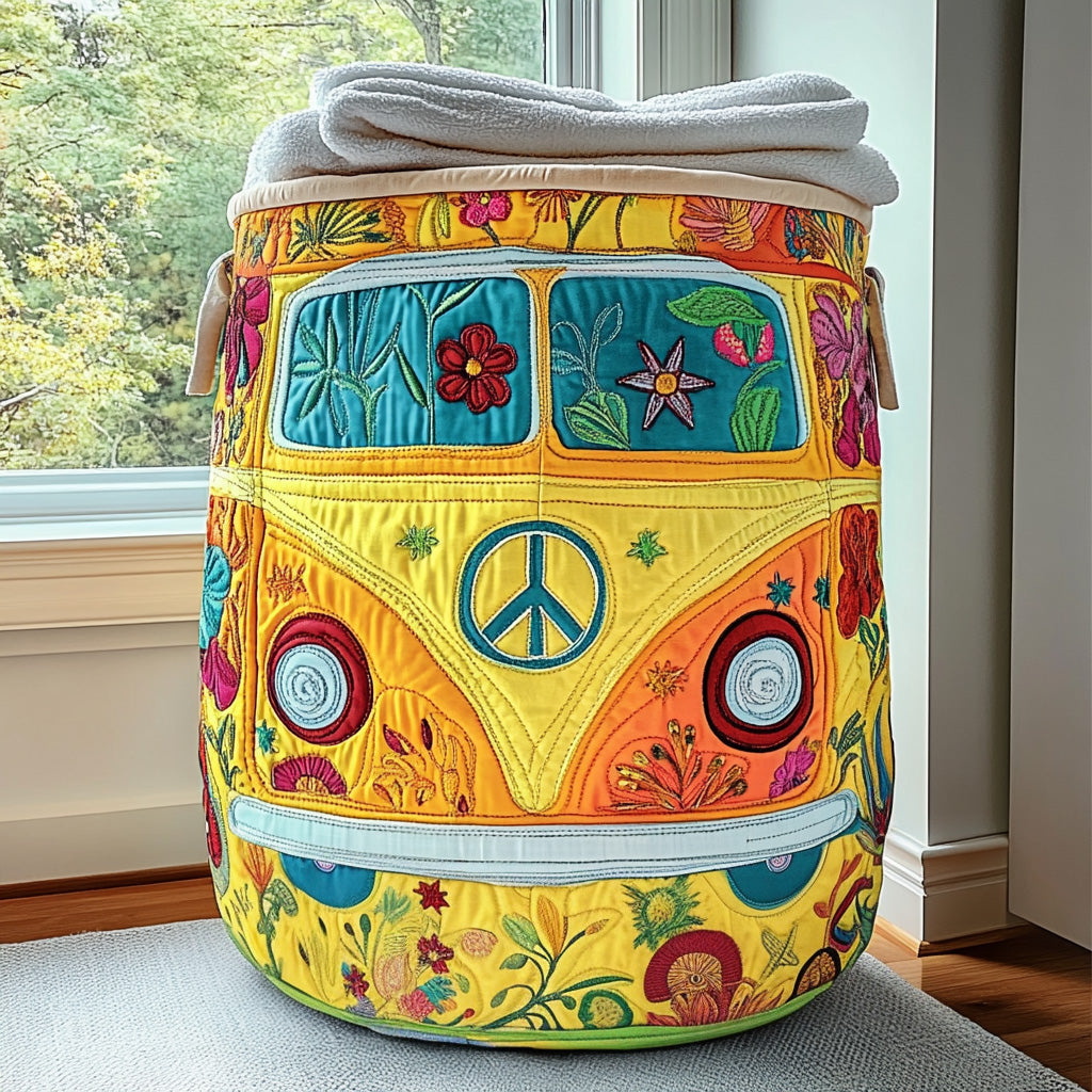 Quilted laundry basket in colourful hippie style NCU0QN026