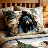 Quilted Cushion Cover with Festive Nest