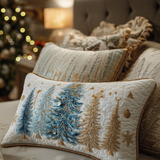 Quilted Cushion Cover with Christmas Forest NCU0DV7561