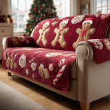 Quilted Sofa Cover Gingerbread Man – Non-Slip