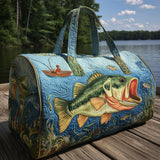Quilted travel bag with fishing pattern NCU0VT259