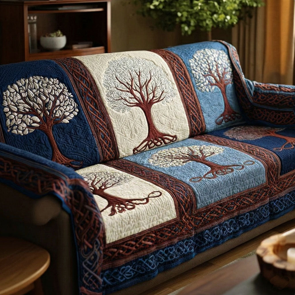 Quilted Sofa Cover Tree of Life – Non-Slip