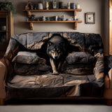 Quilted Sofa Cover with Wolf NCU0VT328