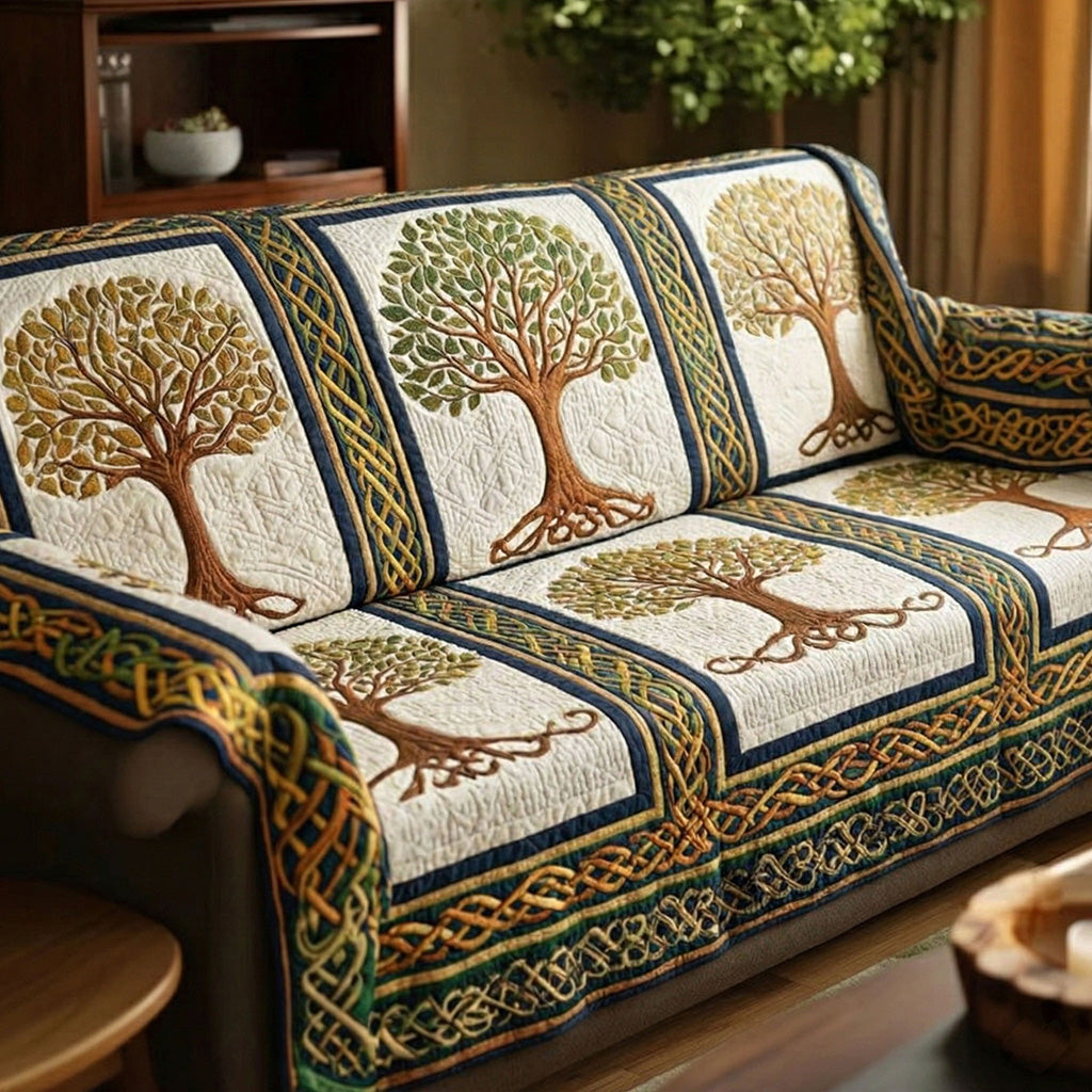 Quilted Sofa Cover Tree of Life – Non-Slip