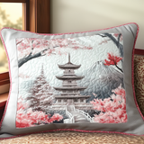 Quilted cushion cover with Japanese pagoda and flowers NCU0DV6035