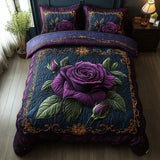Quilted Bedspread Set - Pink Purple