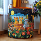 Padded laundry basket with relaxed cat NCU0DDK607