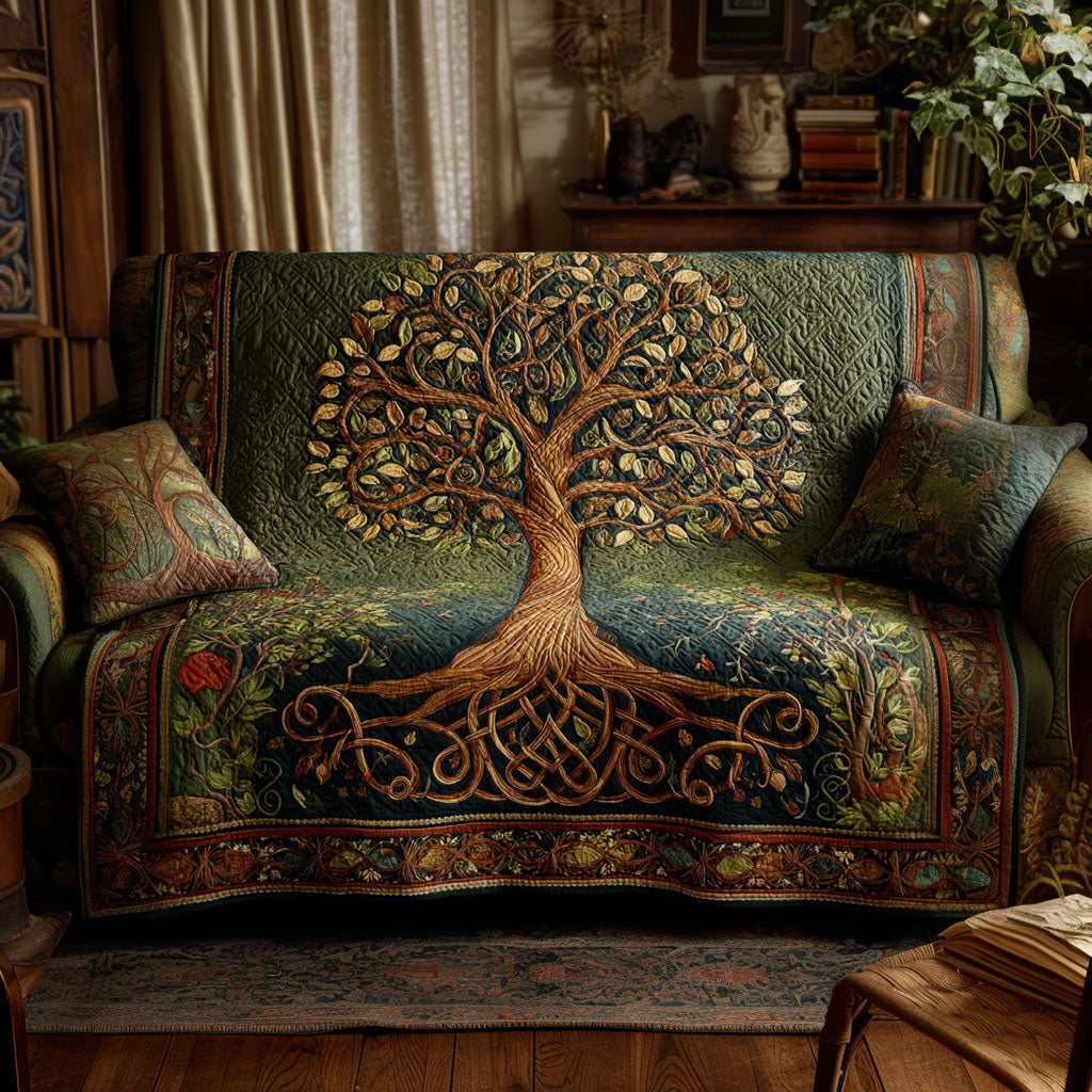 Quilted Sofa Cover Tree of Life – for Living Room