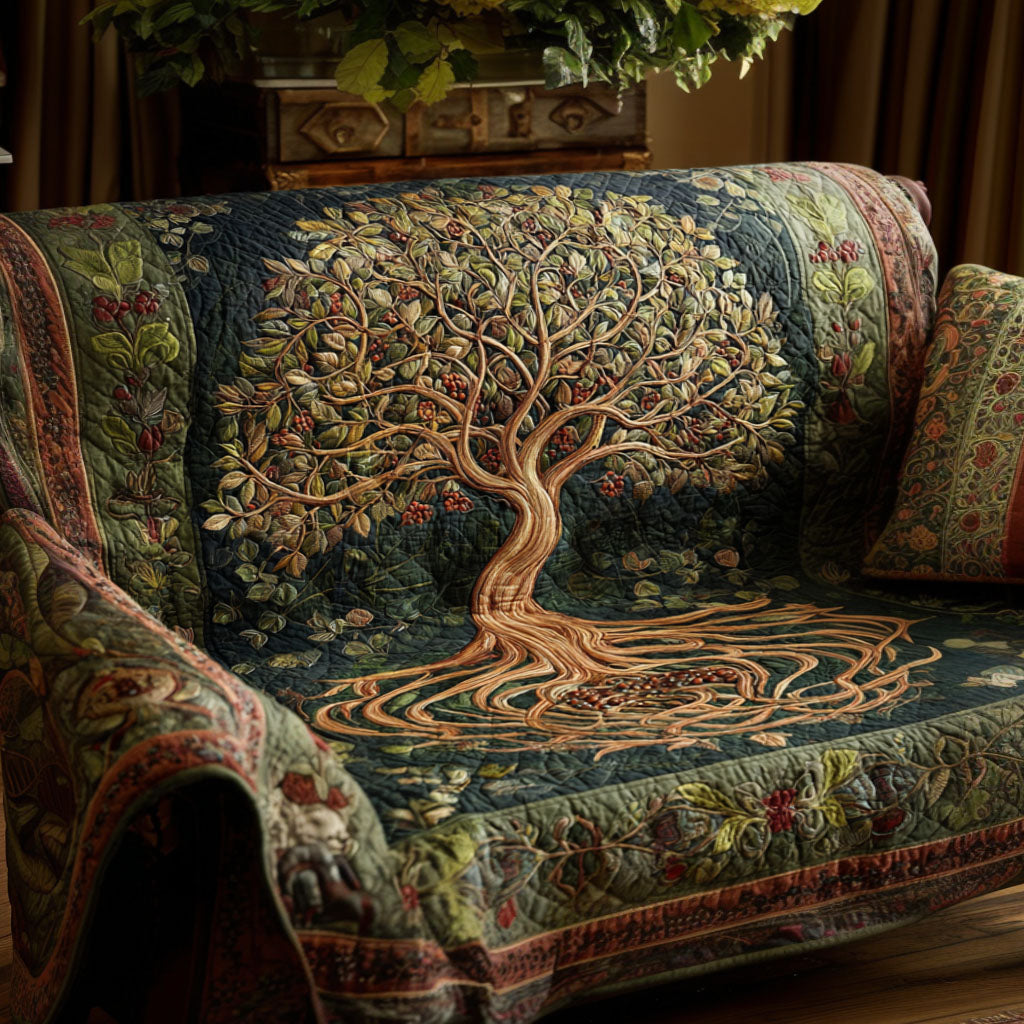 Quilted Sofa Cover Tree of Life – for Living Room