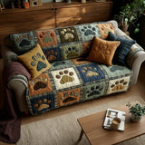 Quilted sofa cover with paw and heart NCU0NT11193