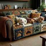 Quilted Love Paw Sofa Cover – Non-Slip