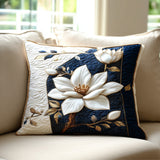 Quilted cushion cover with delicate magnolia NCU0PT8708