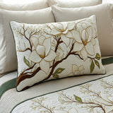 Quilted cushion cover with blooming magnolia NCU0NT6642