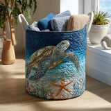Quilted laundry basket with sea turtle NCU0QN005
