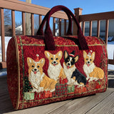 Quilted Crossbody Bag with Festive Corgis NCU0PT9362