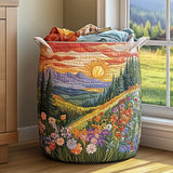 Quilted laundry basket with bell flowers NCU0PVL606