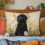 Quilted Cushion Cover with Newfoundland Dog and Paw Prints NCU0DV7368