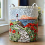 Quilted laundry basket with lighthouse by the sea NCU0DDK730