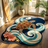 Custom Pacific Turtle Shaped Area Rug NCU0HH1974