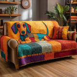 Quilted Dog Patchwork Sofa Cover