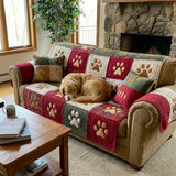 Quilted Sofa Cover Paws in Celebration