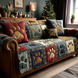 Quilted sofa cover with paw prints NCU0VT338