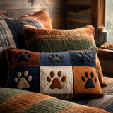 Quilted cushion cover with meadow and footprints NCU0DV8937