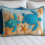 Quilted cushion cover with serene sea turtle NCU0NT8644
