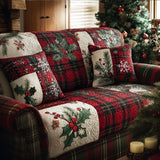 Quilted Sofa Cover with Check Pattern