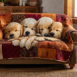 Quilted Sofa Cover with Golden Retriever NCU0HH984