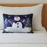 Quilted cushion cover with purple snowman NCU0NT10284