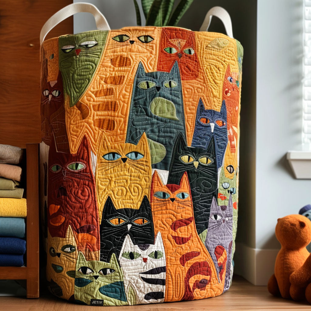 Quilted Cat-Shaped Laundry Basket NCU0QN019