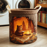 Quilted laundry basket with bear and books NCU0NTD404