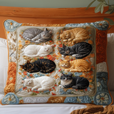 Quilted cushion cover with cat and rustic garden NCU0NT8868