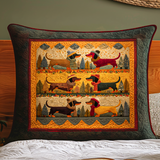 Quilted cushion cover with rustic dachshund NCU0NT9303