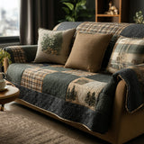 Quilted Sofa Cover Rustic Style – Non-Slip