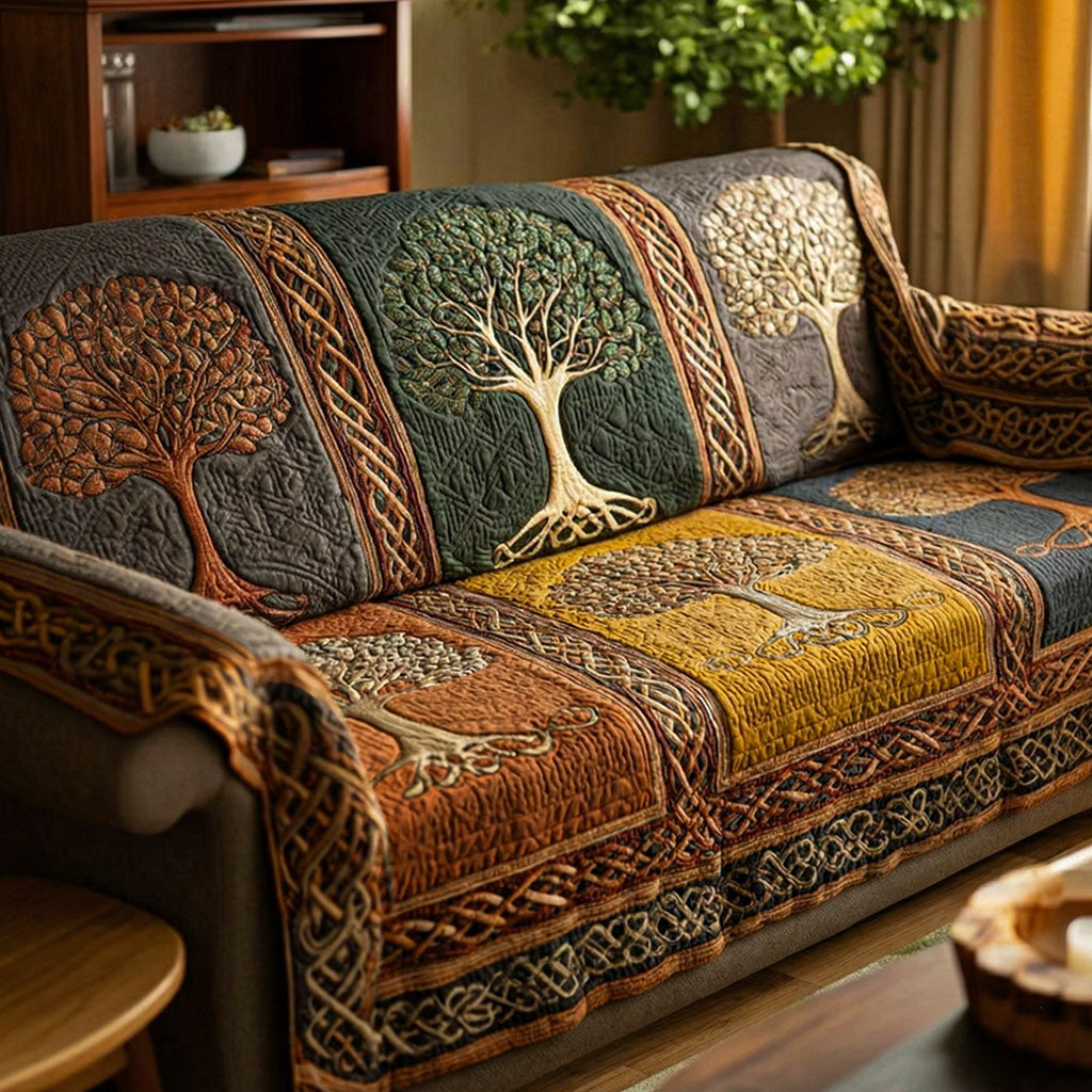 Quilted Sofa Cover Tree of Life – Non-Slip