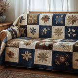 Quilted Sofa Cover Rustic Petals in Harmony