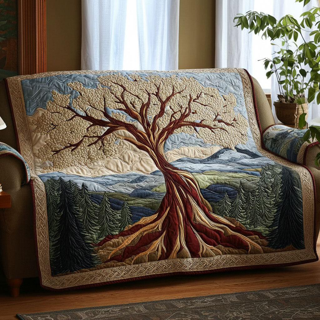 Quilted Sofa Cover Tree of Life – for Living Room