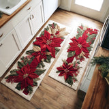 Non-slip Christmas Kitchen Mat with Scarlet Poinsettia NCU0TD1725