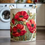 Quilted laundry basket with red poppies NCU0NTD458