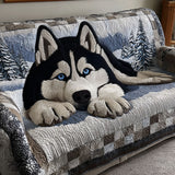 Quilted sofa cover with a landscape of silent snow NCU0PT9817