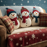 Quilted Sofa Cover with Snowman