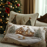 Quilted Cushion Cover with Chalet Under the Snow